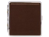 Cigarette Case Metal - Large Size - Brown Leatherette Finish - Range 8220