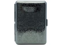 Cigarette Case Metal - Small Medium Size - Arabesque Pattern Gunmetal Finish - 101 Range