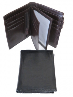 Wallet Black/Brown Leather for Coins/Credit Cards