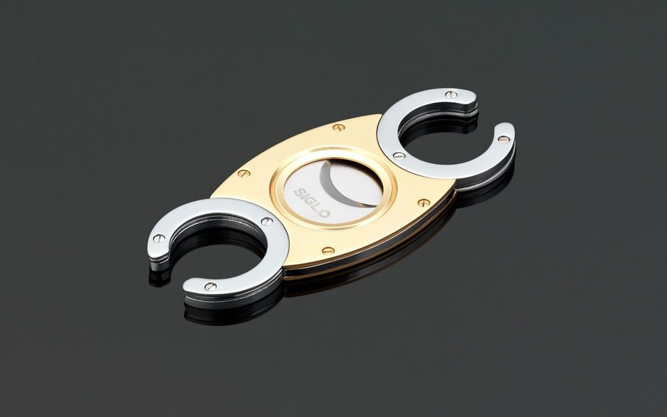 Siglo Cigar Cutter - CC Twin Blade Cutter - Gold with Silver