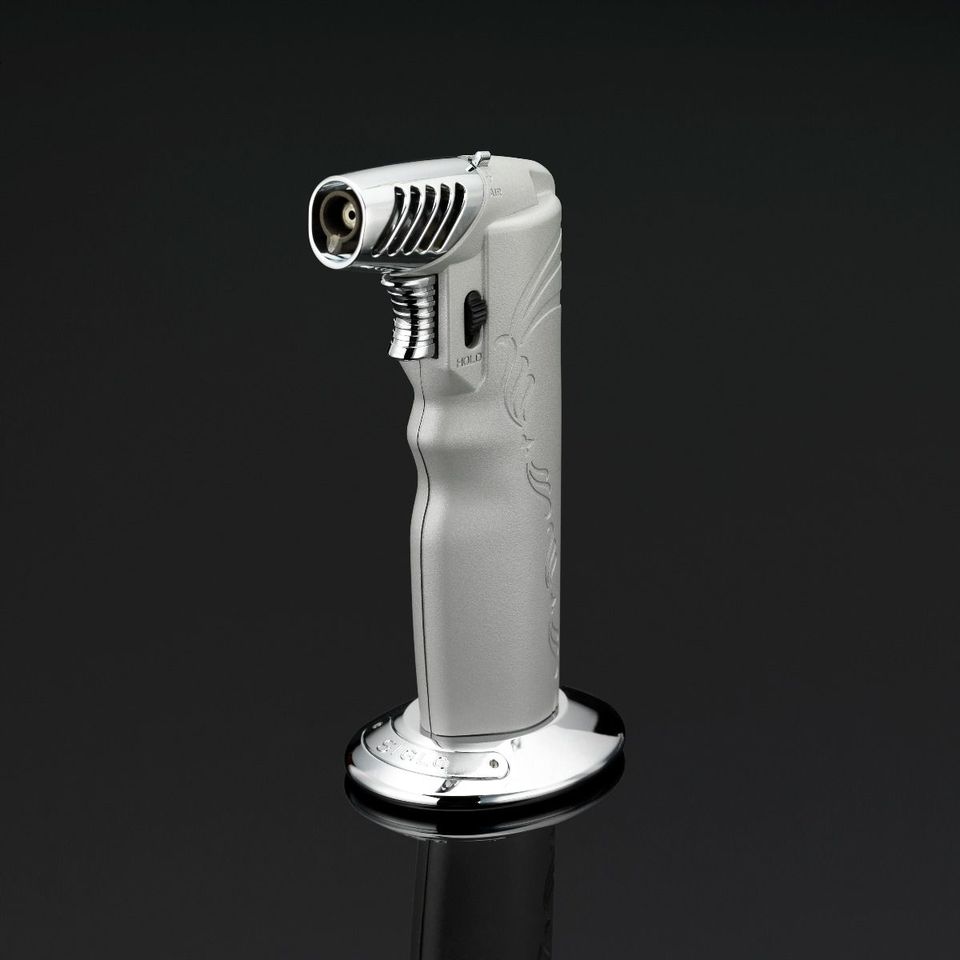 Siglo Oval Table Torch Lighter - Metallic Silver