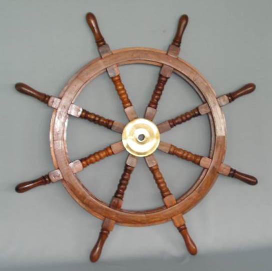 Wooden Ships Wheel with Brass Centre 63 cm Diameter