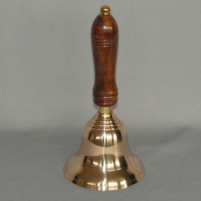 Wooden Handled Brass Bell (14 cm Diameter)