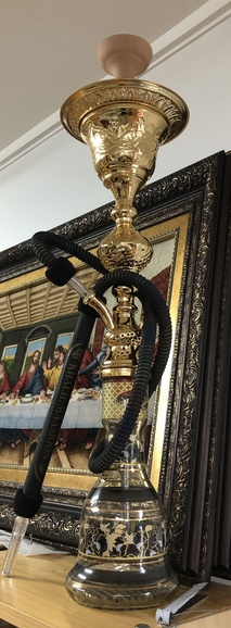 Shisha Pipe Large Khalil Mamoon Gold and Black with Ice Chamber