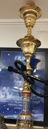 Khalil Mamoon Hookah in Gold with Double Ice Buckets and Gold Hose