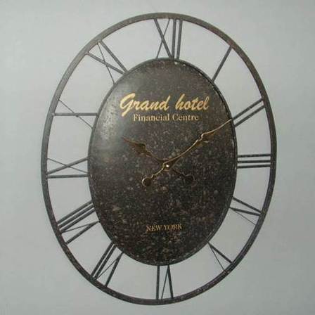 Clock Iron Frame Mottled Black Finish Grand Hotel 65 X 80 cm