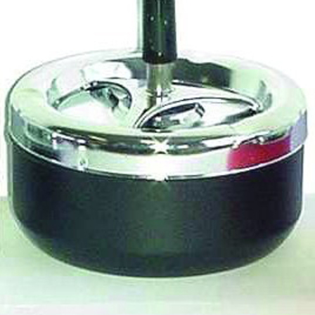 Spinning Ashtray Chrome (Large Round) Black Base - 13 cm Diameter