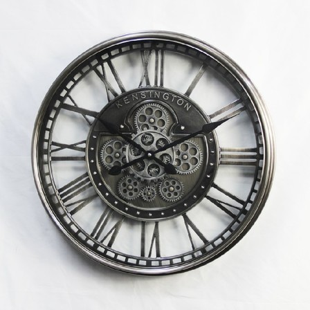 Moving Gears Clock Silver Kensington (55 cm Diameter)