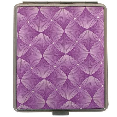 Cigarette Case Metal - Large Medium Size - Purple Swirl Leatherette Finish