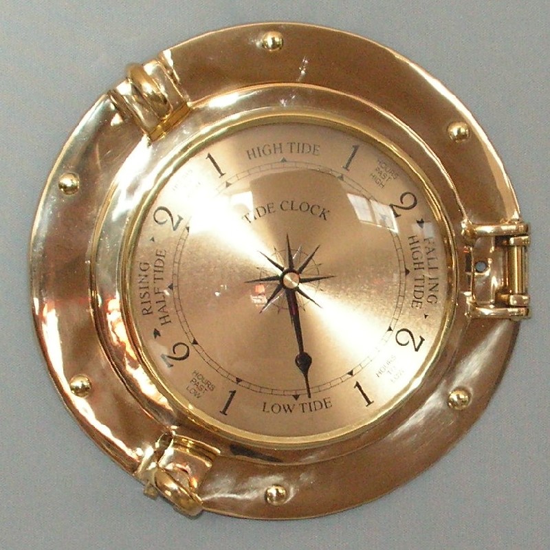 Solid Brass Porthole Tide Clock  (23 cm Diameter)