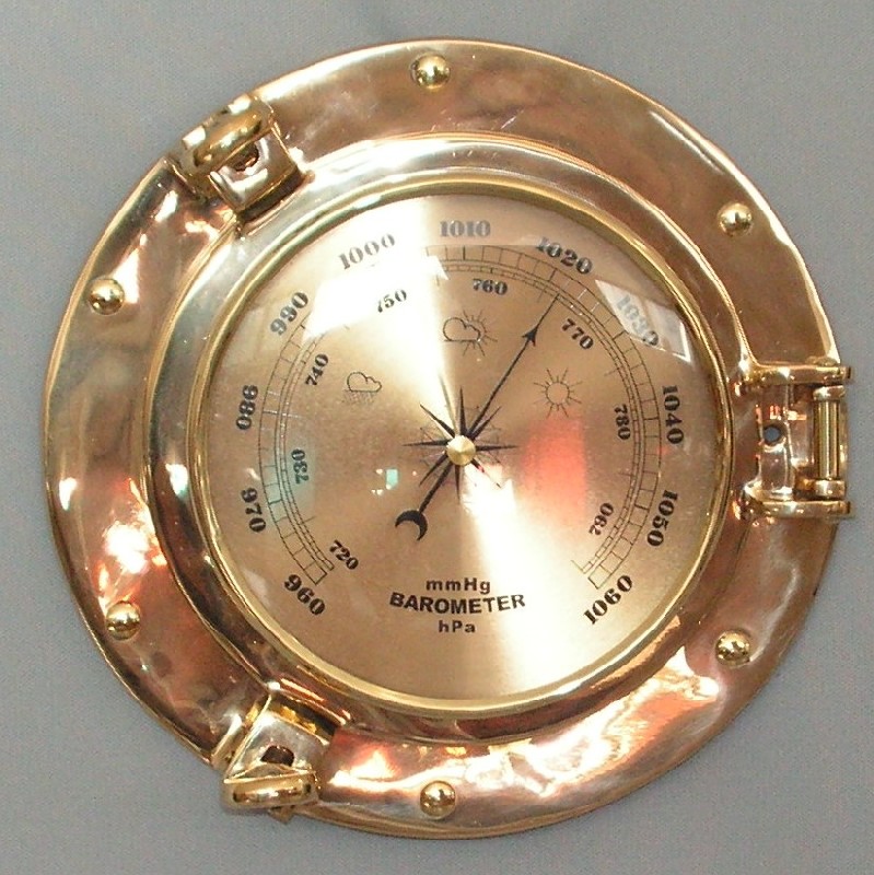 Solid Brass Porthole Barometer  (23 cm Diameter)