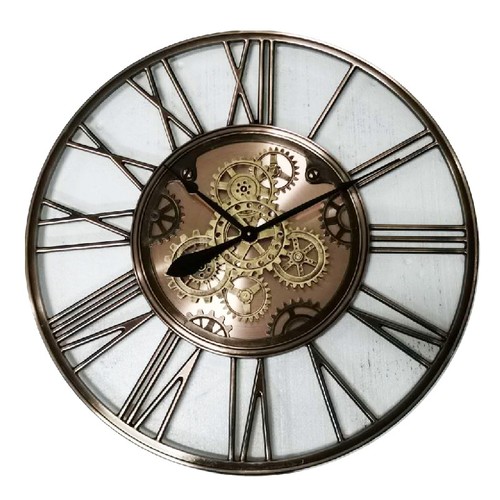 Wall Clock Moving Gears Black Gloss (79 cm Diameter)