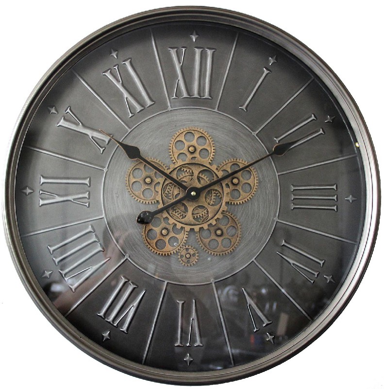 Moving Gears Wall Clock -  Slate (60 cm Diameter)