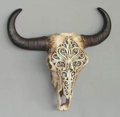 Bull's Head in Carved Bone