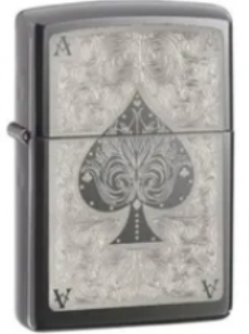 Zippo Lighter - Lucky Ace - Black Ice