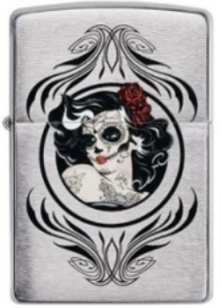 Zippo Lighter - Day of the Dead Girl - Brushed Chrome