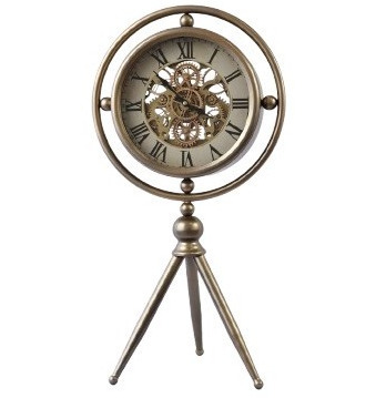 Desk Stand Bronze Mantle Gear Clock (24 cm X 61 cm High)