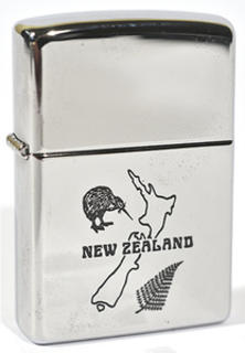 Zippo Chrome High Polish New Zealand Map (Engraved)