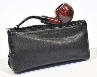 Pipe and Tobacco Black Leather Pouch (200mm Long X 100mm High)