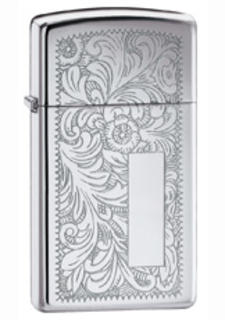 Zippo Lighter - High Polish Chrome - Venetian (Slim)