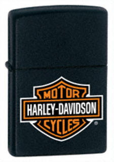 Zippo Lighter - Black Matte - Harley Davidson - Logo Colour