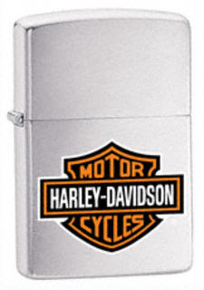 Zippo Lighter - Brushed Chrome - Harley Davidson - Logo Colour