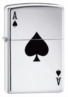 Zippo Lighter Chrome High Polish Lucky Ace