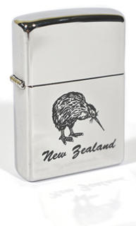 Zippo Chrome High Polish New Zealand Kiwi (Engraved)