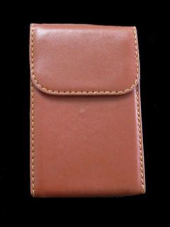 Card Holder Hidden Metal Frame Brown Leatherette