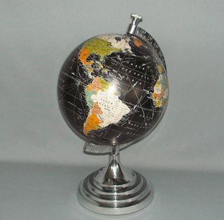 Rotating Coloured Globe on Cast Aluminium Base (45cm High)