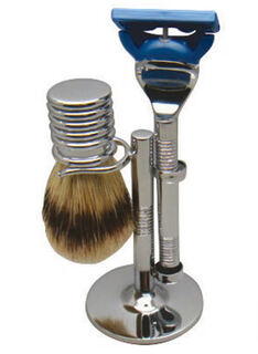 Comoy 3025  Bristle Shaving Set Chrome (Gillette Fusion Blade)