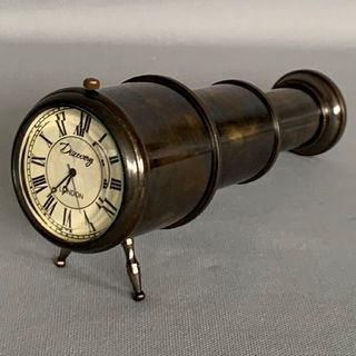 Clock in Brass Replica Telescope Tube