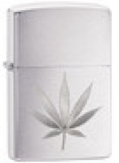 Zippo Lighter - Brushed Chrome - Leaf