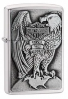 Zippo Lighter - Brushed Chrome - Harley Davidson - Eagle on Globe