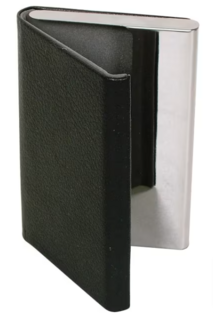 Card Holder - Metal - Black Leatherette