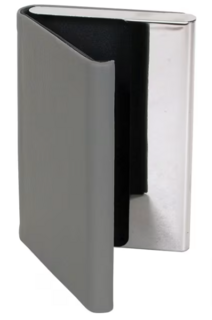 Card Holder - Metal - Grey Leatherette