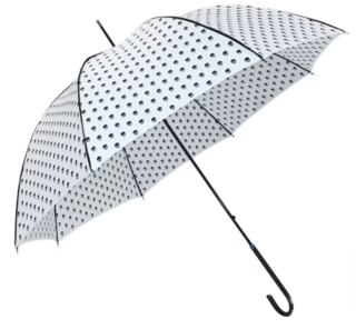 Umbrella - White with Black Skull Print