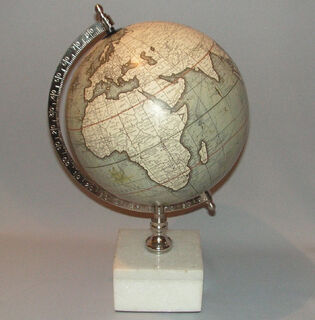 Rotating Small Pale Blue Globe on Marble Base
