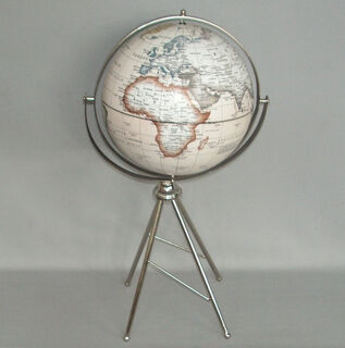 Rotating Pale Blue Globe on Aluminium Stand