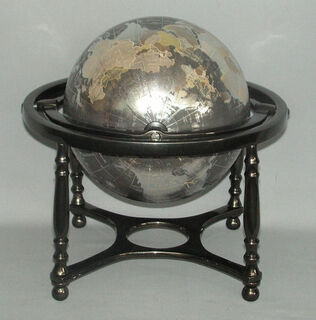Rotating Globe on Black Aluminium Frame