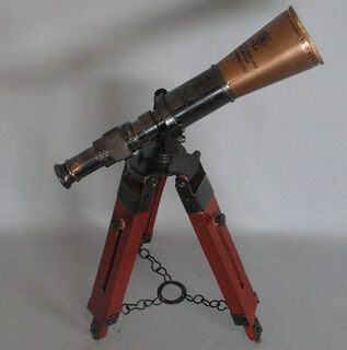 Replica Brass Anodised Telescope on Wooden Tripod