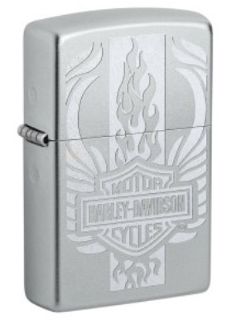 Zippo Lighter - Harley Davidson - Satin Chrome - Logo Design