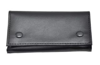 Tobacco Pouch in Black PU Leather - with Single Paper Holder
