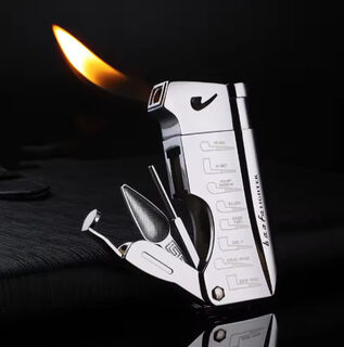 Pipe Lighter with Pipe Tools - Soft Flame, Side Action