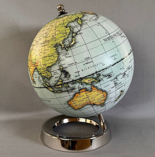 Rotating Coloured Globe on Nickel-Plated Stand (34 cm High)
