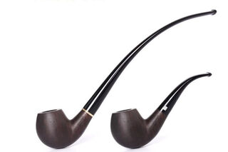 Economy Pipe Churchwarden Style - 9 mm Filter with Bent Stem and Bent Tapered Mouthpiece, Dark Stain