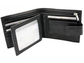 Mens Two Fold Leather Wallet Black or Deep Brown