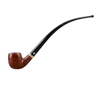 Economy Pipe Churchwarden Style - Bent Stem and Bent Tapered Mouthpiece with 3mm Spigot, Red Stain