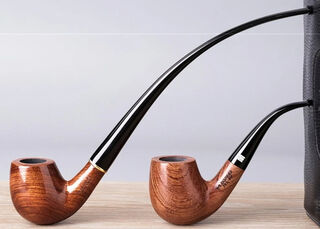 Economy Pipe Churchwarden Style - 9 mm Filter with Bent Stem and Bent Tapered Mouthpiece, Walnut Stain