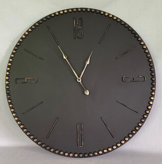 Wall Clock Black with Gold Numbers (Diameter 60 cm)